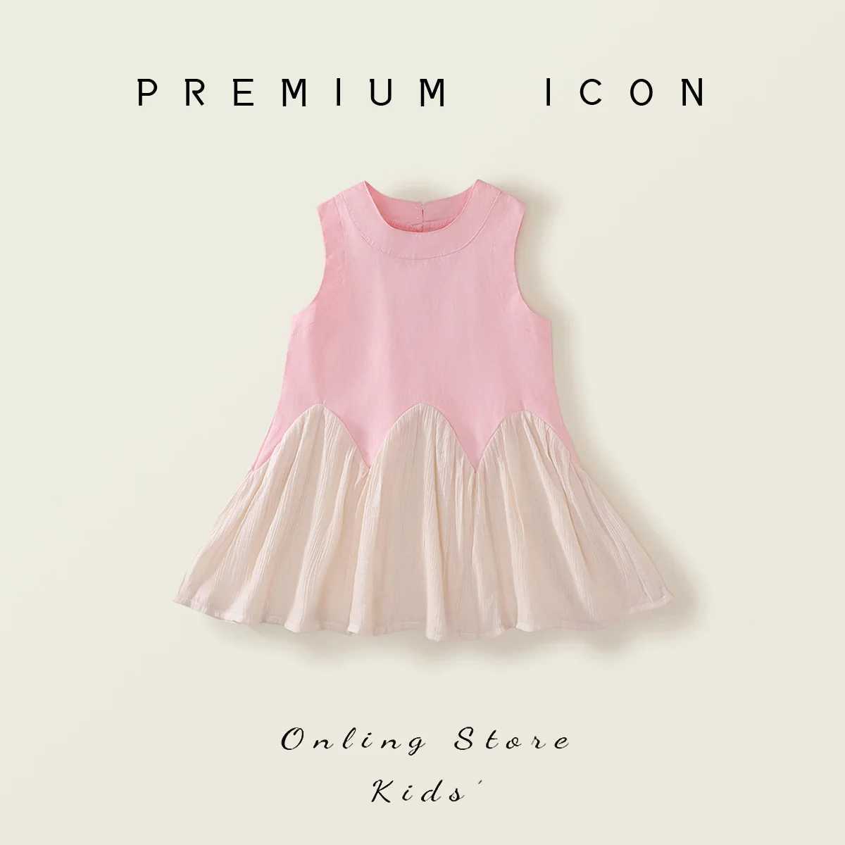 2025 Spring Summer Children Girls Sleeveless Dress Spliced Cotton Kid Girls Frock Candy Color Sweet Toddler Girls Princess Dress Z250214