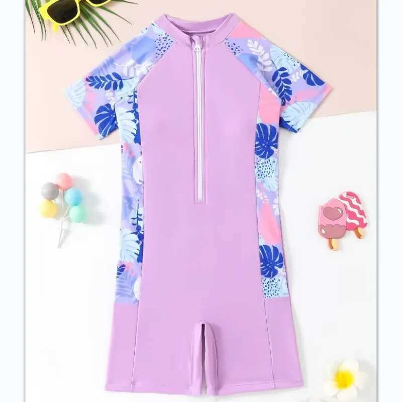 Purple Girls One Piece Swimsuit 6-12 Year Kids Swim Suit Teenage Childrens Swimwear 2025 Sports Bathing Suits Surfing Bodysuit Z250214