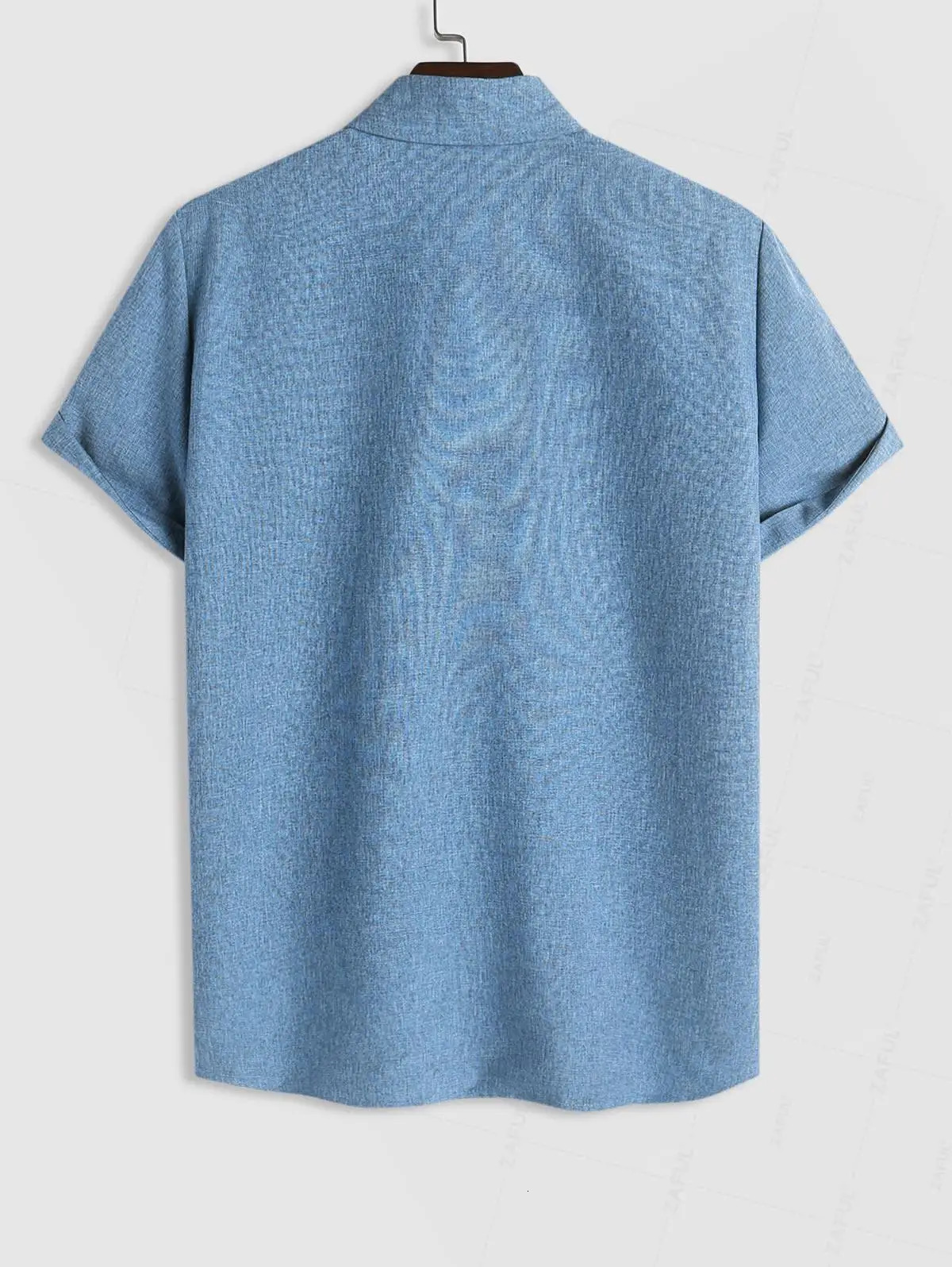 Mens Two Pieces Set Solid Turndown Collar Button Short Sleeves Shirt with Miswaist Drawstring Casual Pants Z5099153 250108