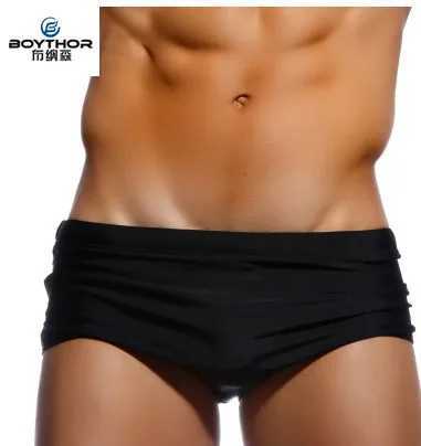 BOYTHOR Brand New Mens Swimming trunks Custom-made Plain Boxer Shorts Sexy Small Waist Sexy Small Waist Plus-size W250214