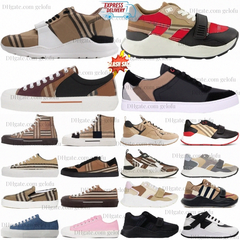 Designer Sneakers Vintage Cotton Ramsey Leather Check Cotton sneaker Suede Birch Brown Beige Black White Archive Red Blue Women Men Trainers Pink Grey G1Jh#