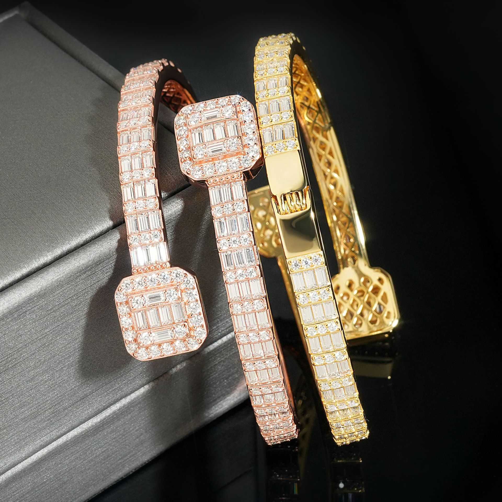 New S925 silver full inlaid moissanite personalized mens and womens trendy bracelet strength