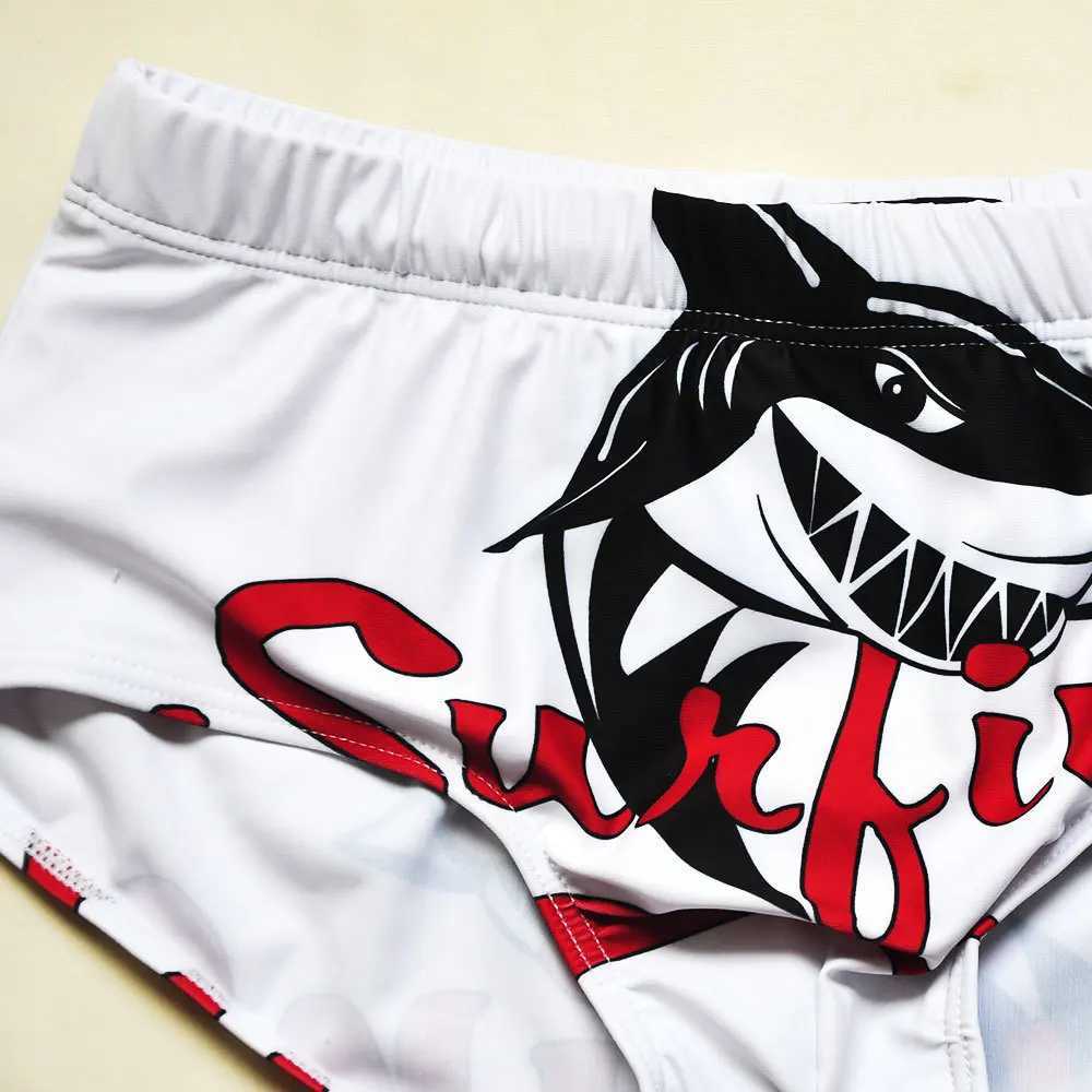 Shark Printing Mens Swimwear 2022 Sexy Summer Swimsuit Briefs Low Waist Bathing Suit Short Sport Swimming Trunks Beach Wear W250214