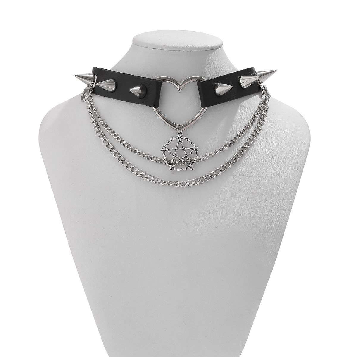fashion Dark and niche necklaces, female rivets, punk collars, leather chocolate Halloween Woman jewelry necklaces