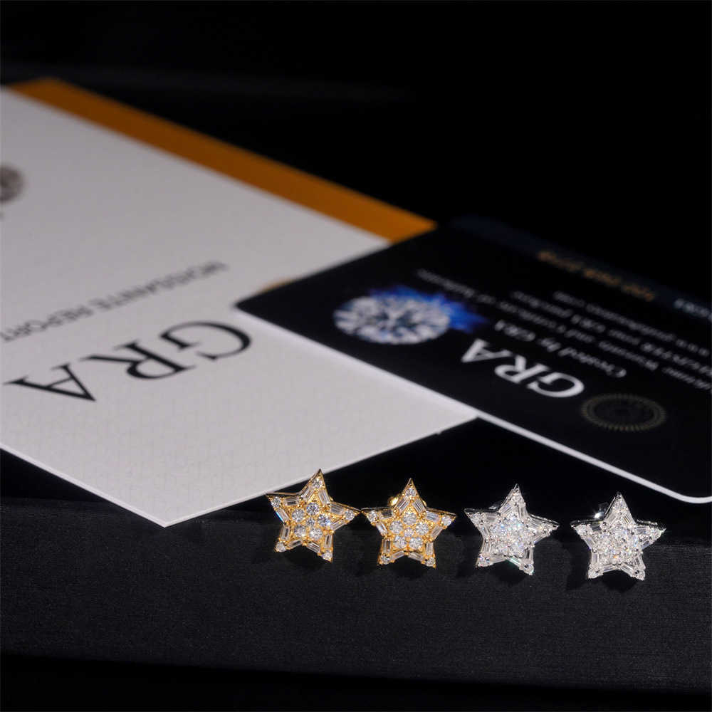 Full Diamond Hip Hop Earstuds New Product 925 Silver vvs vs. Mozambique Star Earrings Male and Female Bestseller