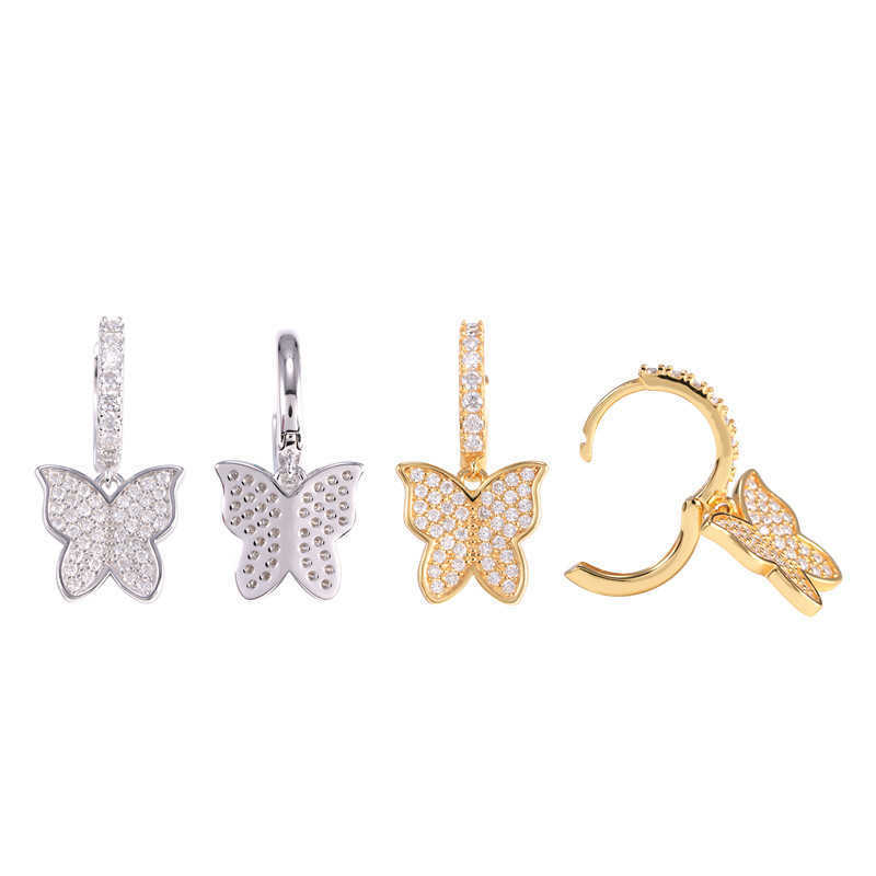 Diamond hair fashion versatile 925 silver full set moissanite butterfly earrings temperament new womens earrings
