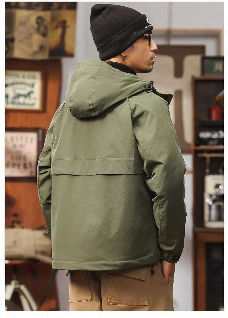 Fall Winter Men's Thickened Padded Workwear Outdoor Hooded Coats Loose-Fit Casual Windbreaker Jacket With Cotton ing