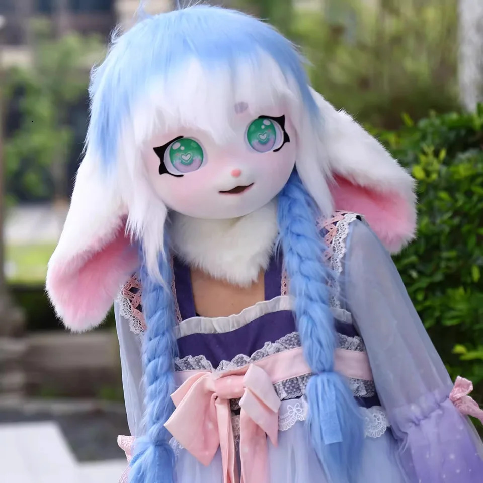 Kig Fursuit Kigurumi Headset Furry Cosplay Costume Animal Loop Ear Rabbit Furry Mask Head Base Paw Comiket Cosplay Costume 250213
