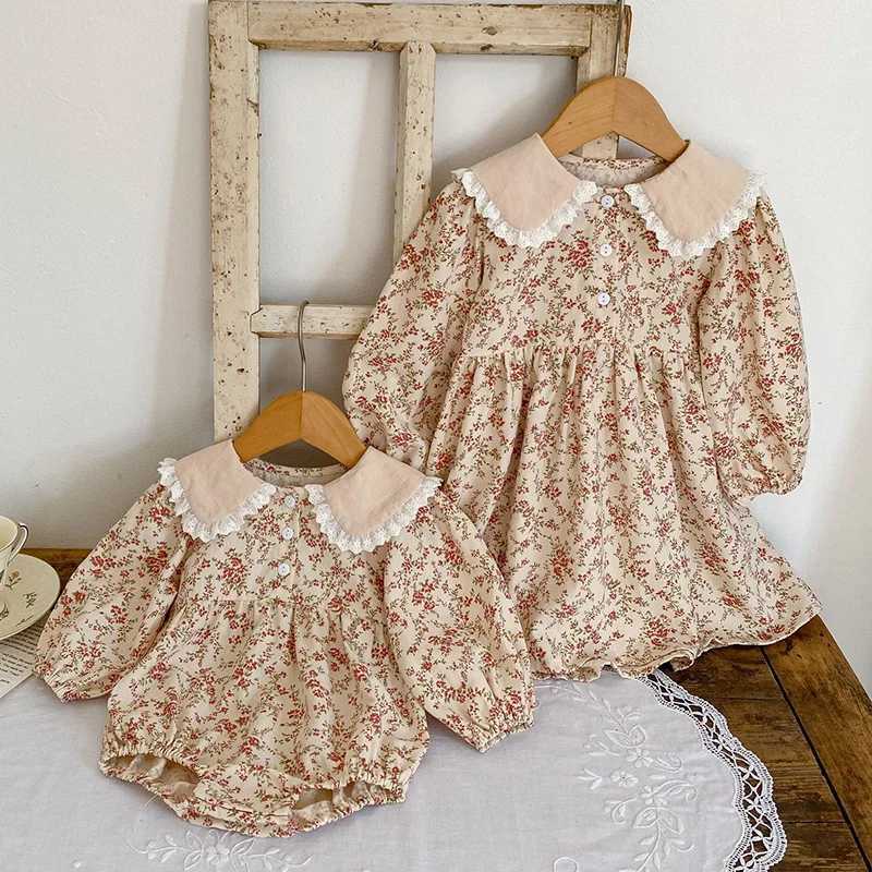 Autumn Kids Baby Girls Long Sleeve Flower Printing Princess Dress Sweet Baby Girls Doll Collar Dress Children Clothes Dress Z250214-1