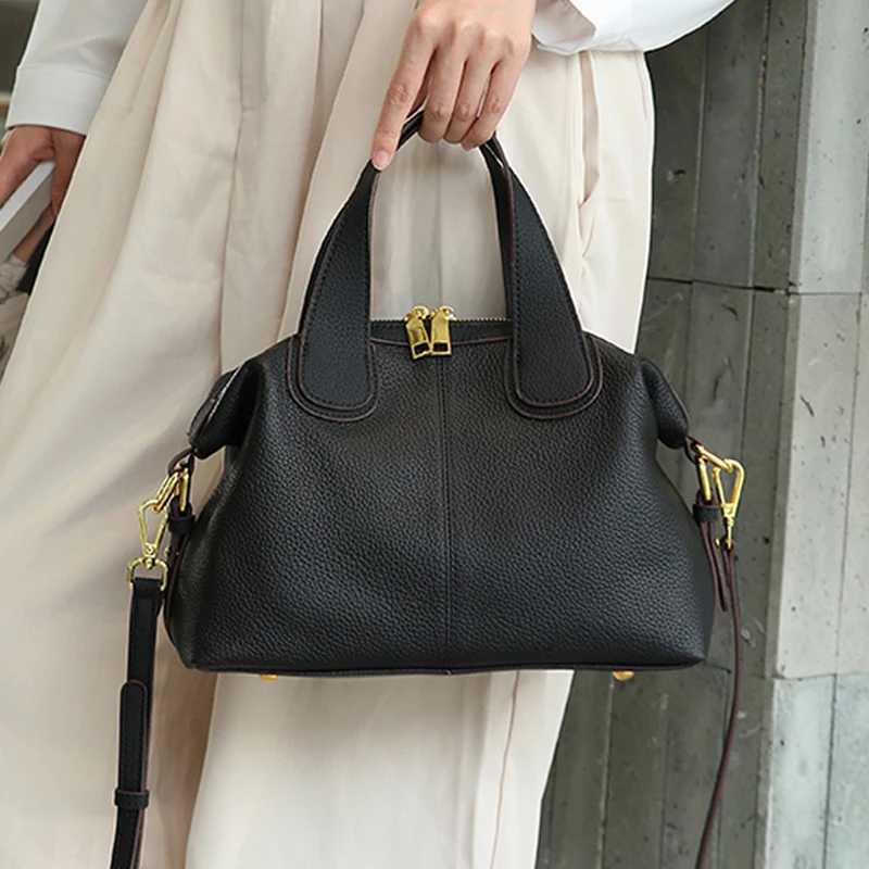 Wens Natural Cow Leather Bag Fem Cowhide Crossbody Bags Ladies Large Capacity Shoder Bag for Middle aged Wen Z250514