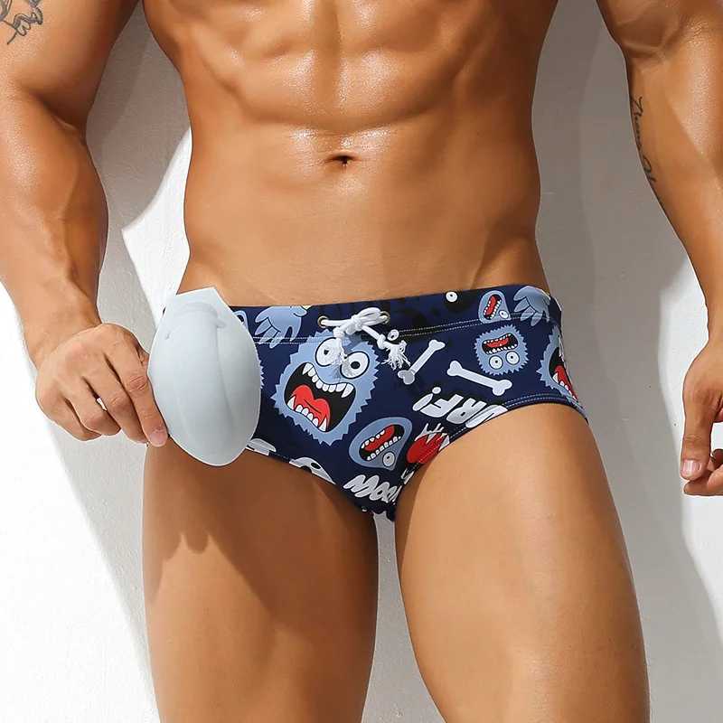 Hot Sell Swimwear Men Brief With Front Pad Low Waist Sexy Swimsuit Swimming Trunks Men Swim Shorts Save W250214