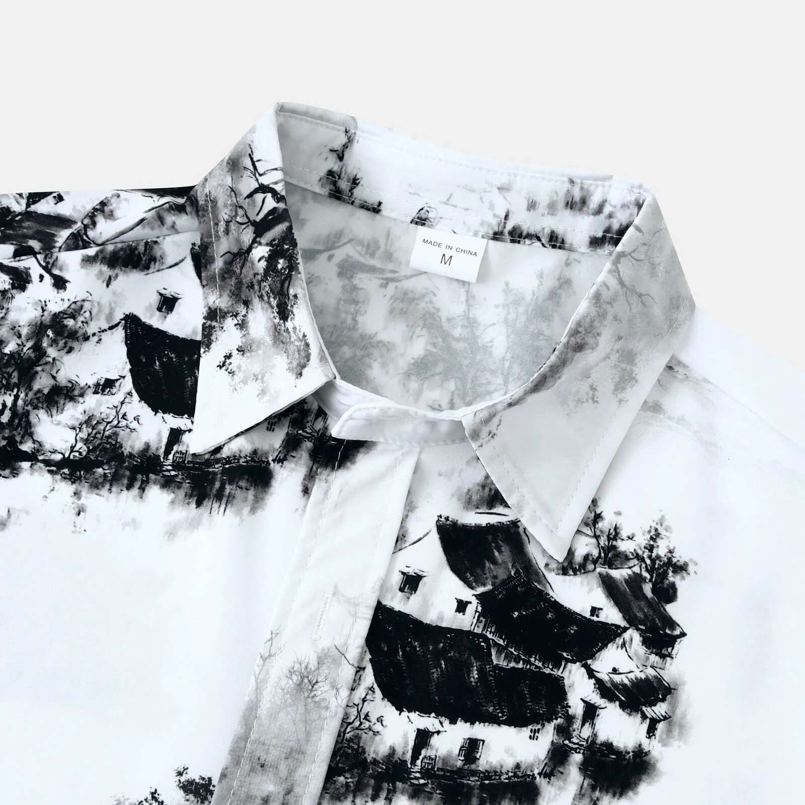 Senior Men's Designer Top Summer Slim Fit Loose Korean Style Business Shirt Men's Beach Fashion Ink Print Casual Button Up Shirt