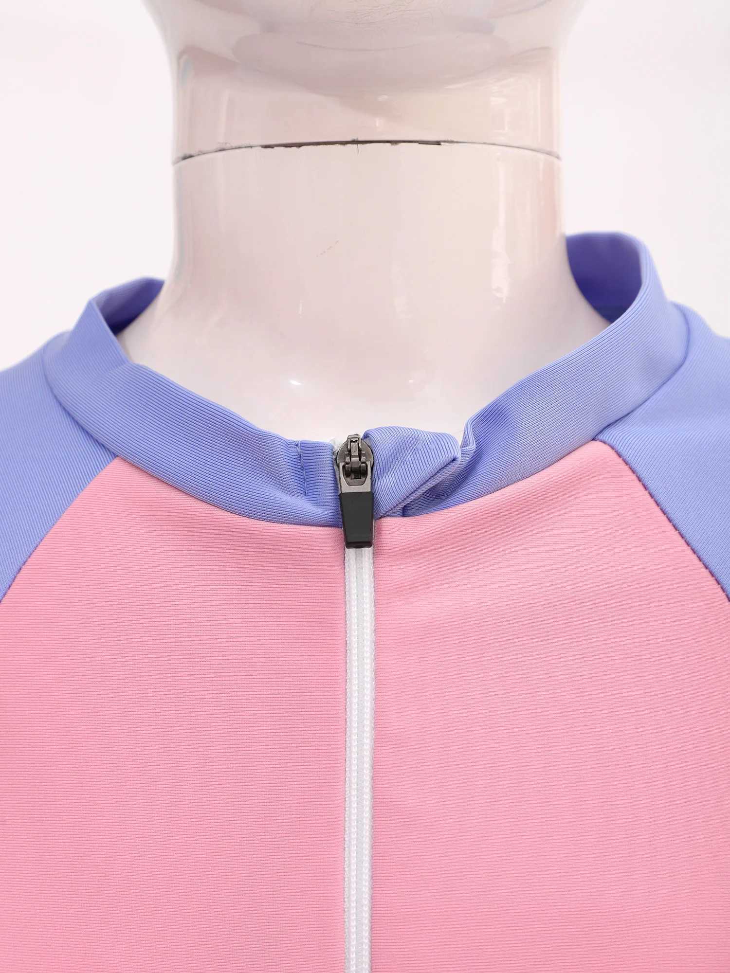 Kids One-piece Swimsuit Short Sleeve Zipper Jumpsuit Surfing Bathing Suit Girls Sport Swimwear Pool Beach Rash Guard Z250214