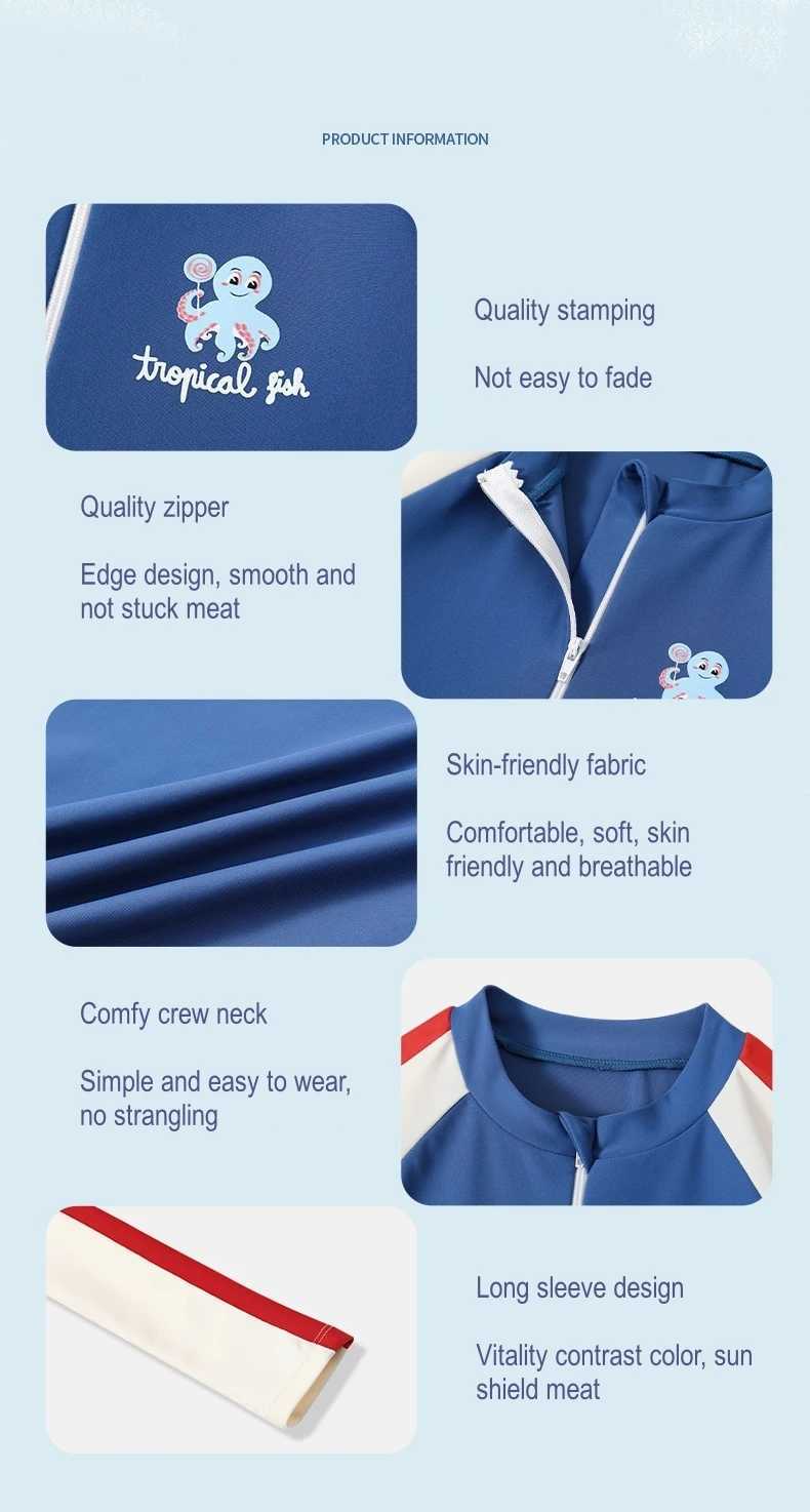 Girl One Piece Short/Long Sleeve Outdoor Water Sports Surfing Swim Skirts Kids Front Zipper Beach Bathing Rash Guard SwimSuit Z250214