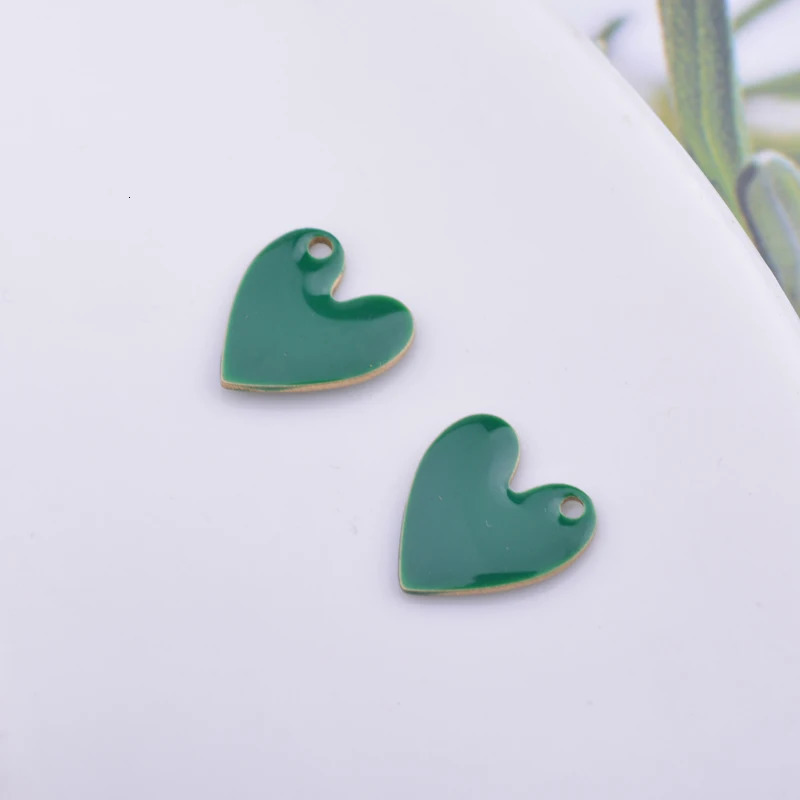 30pcs 10mm Copper Both Faced Heart Charms Enamel Small Hearts For Earring Necklace Enamel Pendant 250214