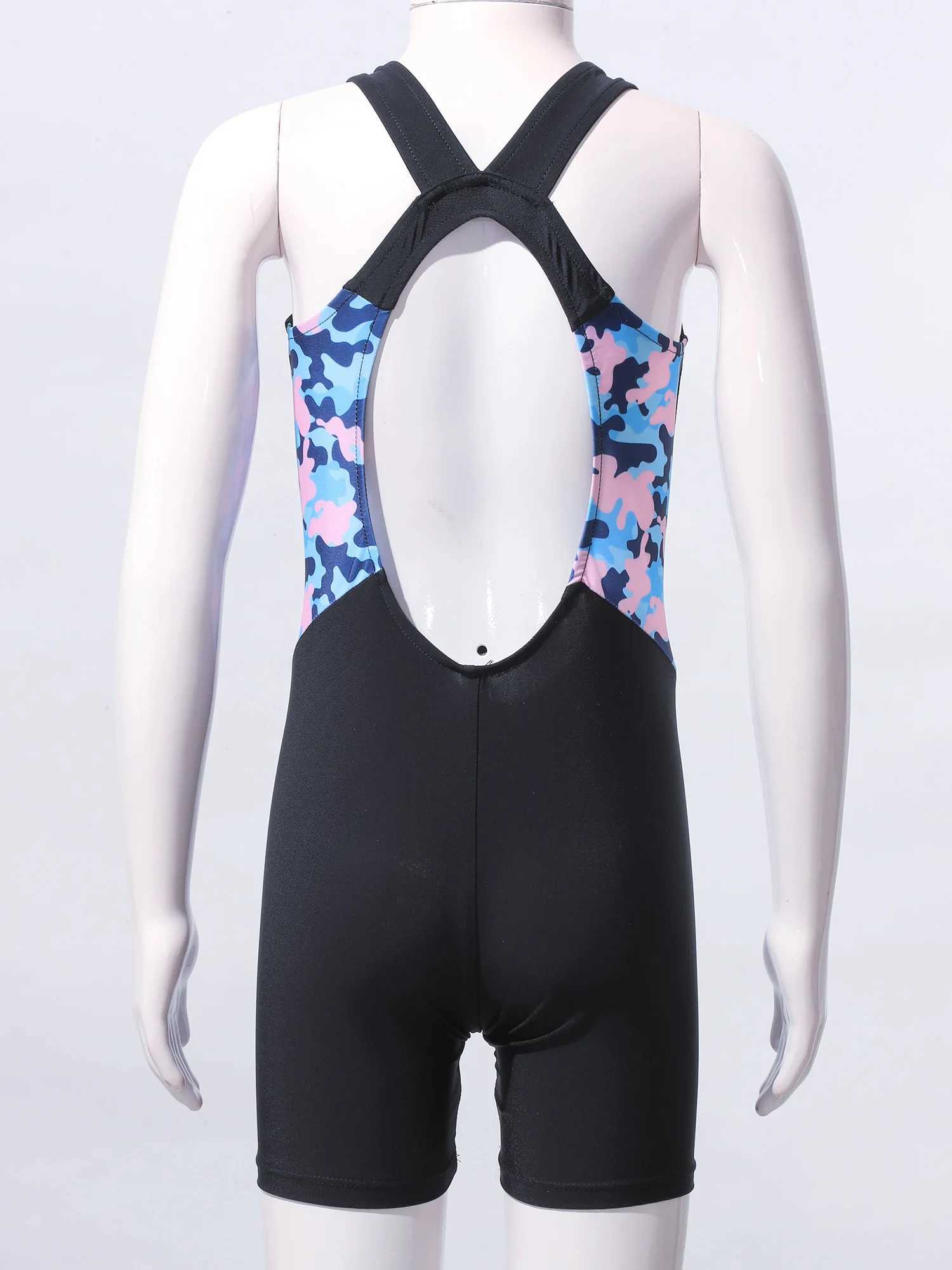 Kids Girls One-piece Swimsuit U Neck Sleeveless Boyleg Athletic Competitive Swimwear Beach Bathing Suit Rashguard Shor Wetsuit Z250214