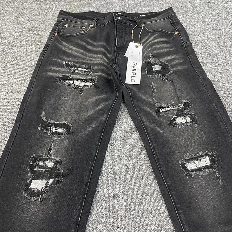 High Street Vintage Fashion Casual Jeans Pants Men Woman Washed Black Damaged Hole Old Hip Hop Trousers 250214