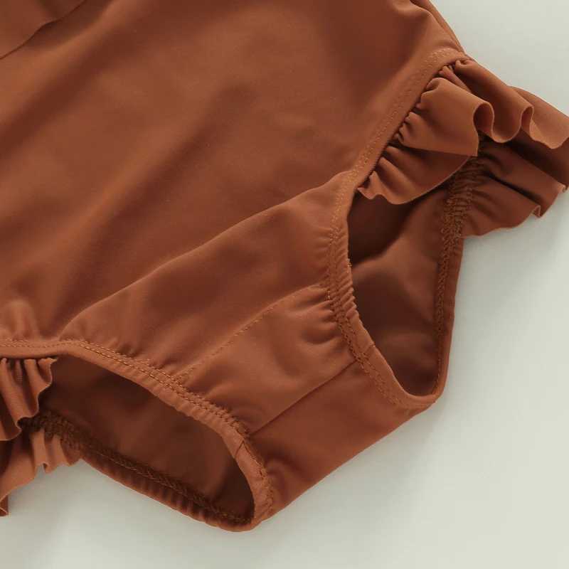 Yiiciovy Toddler Baby Girls Ruffles Swimsuit Lovely Little Kids Swimwear Beachwear Cute Off Shoulder Sleeveless Bathing Suit Z250214