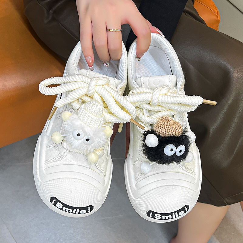 Autumn New Niche Cute Big Toe Board For Women 2025 Ugly Cute Versatile Open Mouth Smile White Shoes Sports And Casual Women's Shoes