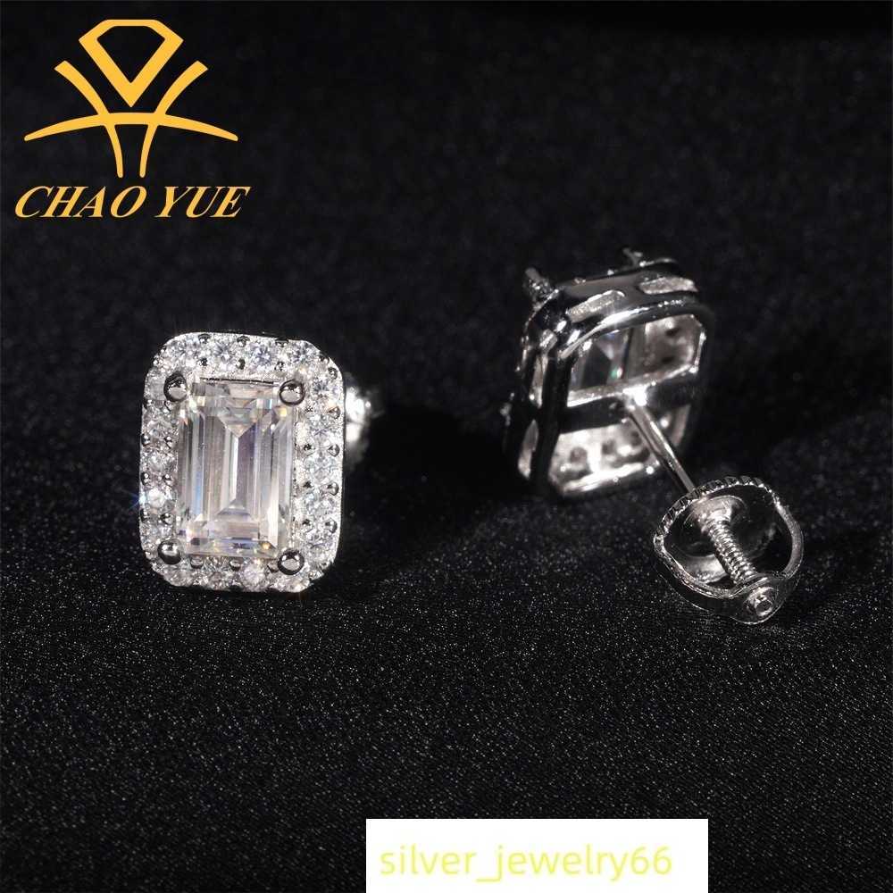 New jewelry 925 silver long ladder square moissanite hip-hop earrings hot selling personalized earrings