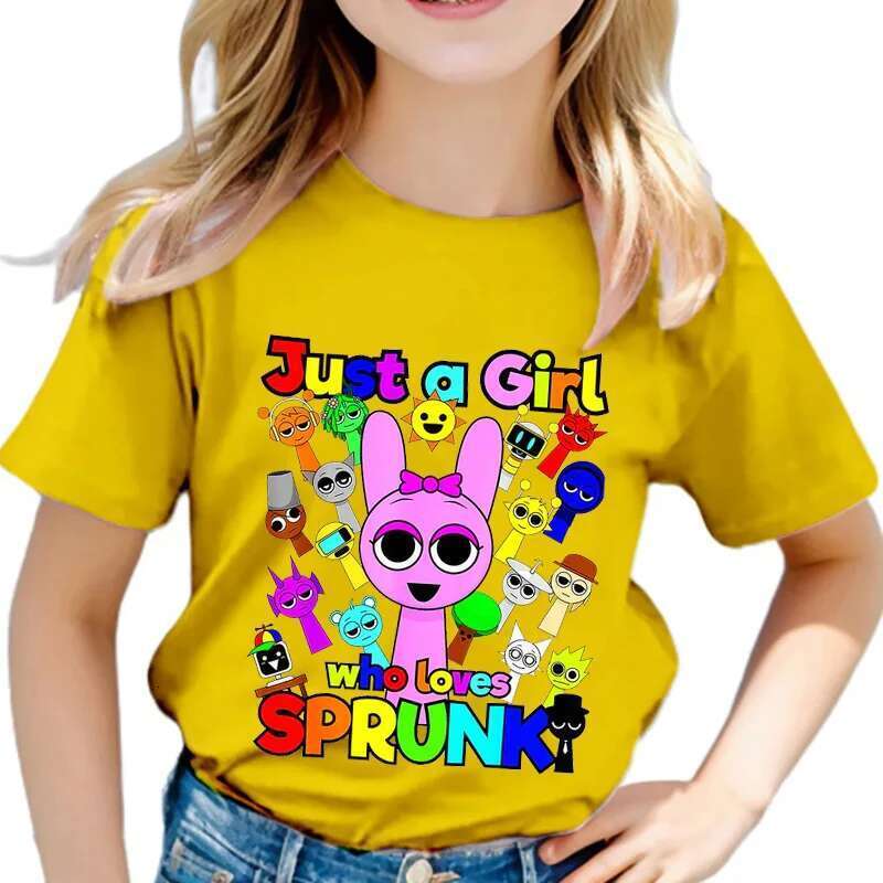 Just a girl who loves Sprunki kids T-shirt summer kids Incredibox short sleeve t-shirts boys cartoon tall girls casual clothing