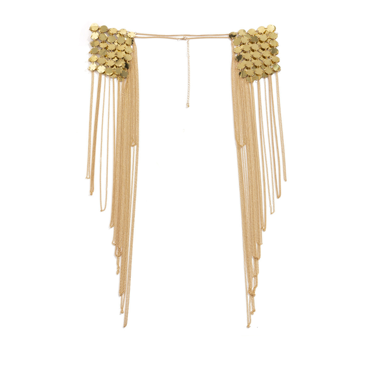 fashion Jewelry personality multi-layer long tassel shoulder geometric sequins exaggerated Woman body chain clothing accessories