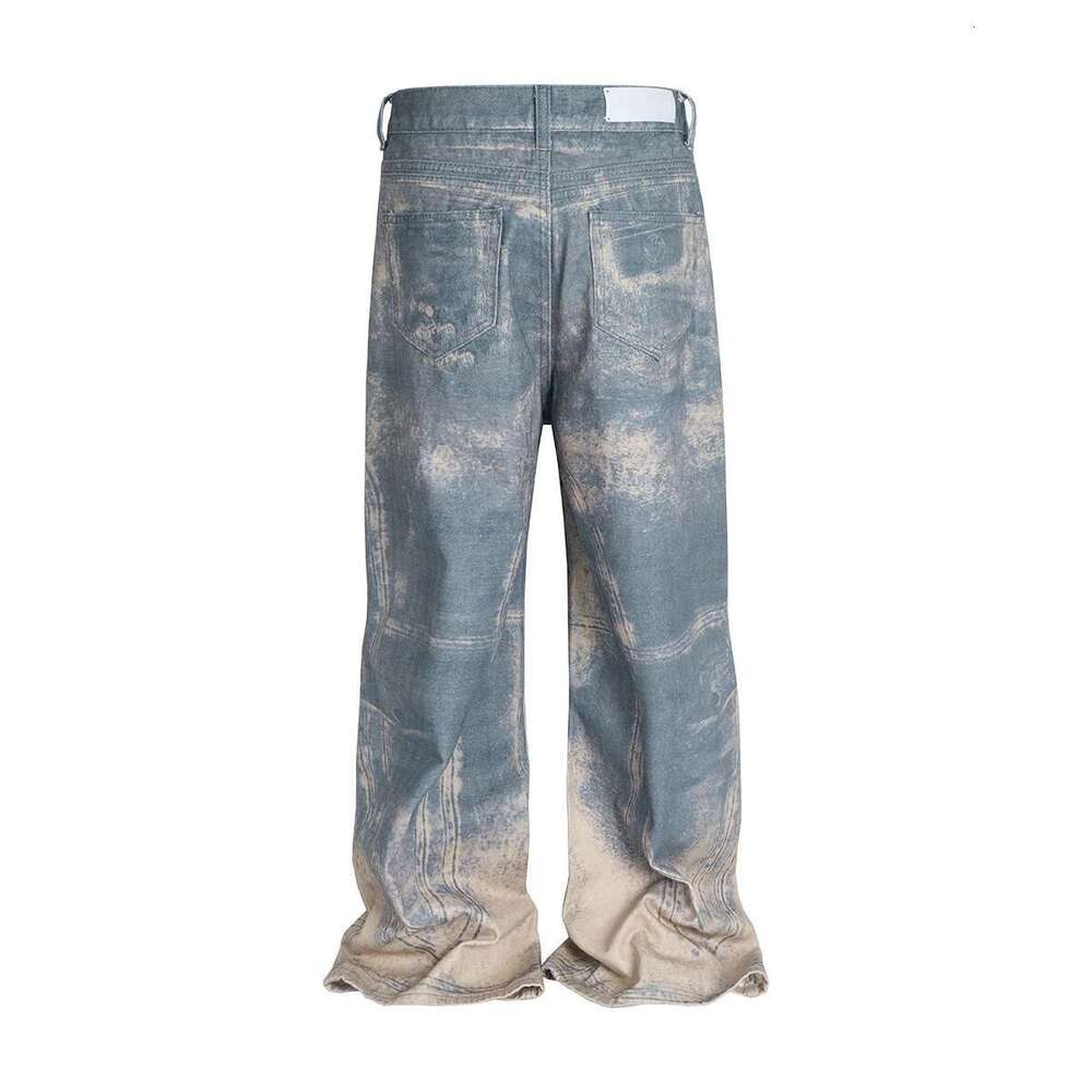 High Street 3D Digital Print Casual Baggy Jeans For Men Wide Leg Straight Patchwork Loose Denim Trousers Oversized Cargo Pants