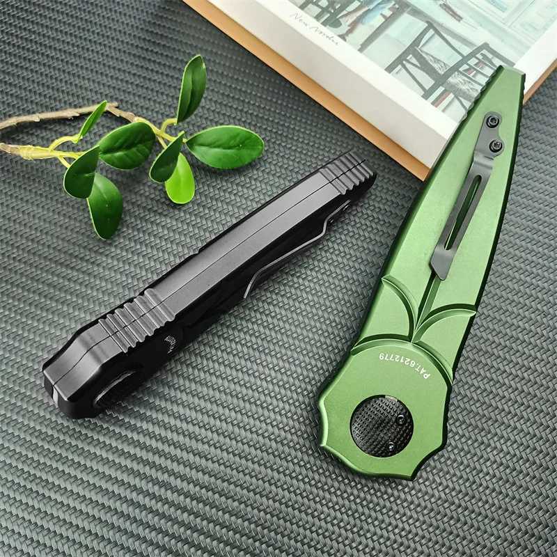 Green/Black Outdoor Assisted Folding Knife D2 Steel Blade Aluminum Hand Sharp EDC Tool Knives for Cam Hiking W250214