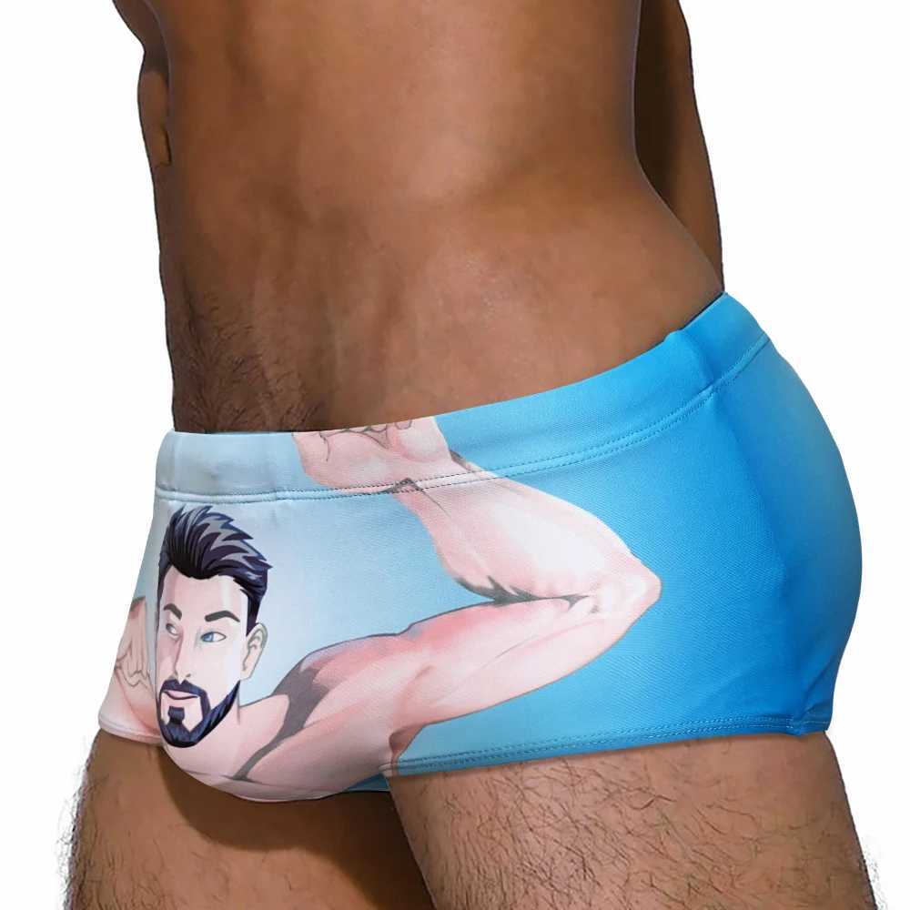 Sexy Mens Swim Trunks Summer Beach Board Bathing Suit Sport Surfing Swimwear Fashion Male Polyester Quick Dry Pad Bulge Swimsuit W250214