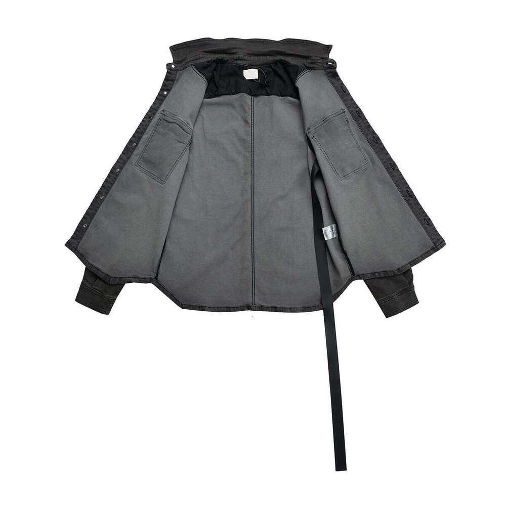 High Street Ribbons Dirty Washed Black Baggy Jeans Jacket For Men And Women Casual Denim Coat Oversized Clothes