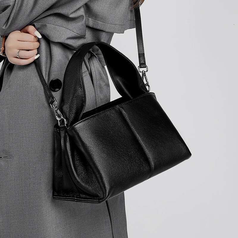 Burminsa Cowhide Genuine Leather Tote Shoulder Crossbody Bags For Women 2024 Designer Cloud Purses Hobo Ladies Handbags