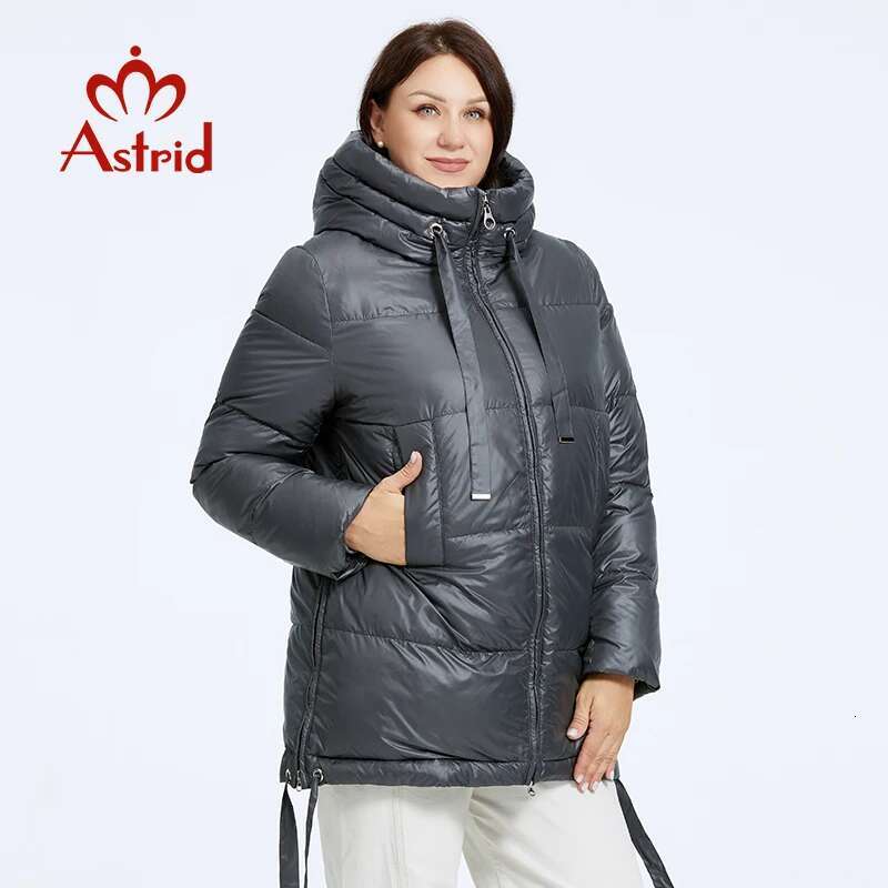 Astrid Women's Winter Jacket 2023 Plus Size Bio Down Jackets Hooded Quilted Coat Women Parka Female Clothing Split Hem Lacing