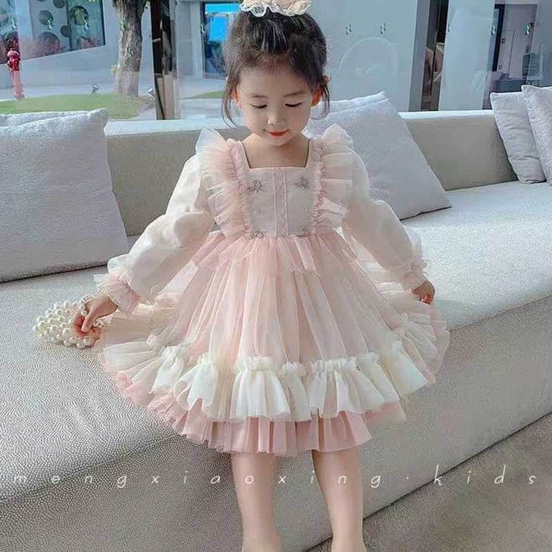 New Princess Dress Girls Dress Spring Autumn Kids Clothes Birthday Dress Par Long-sleeved for Children Cake skirt Flower 2-8Y Z250214