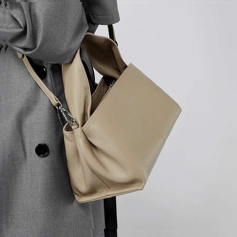 Burminsa Cowhide Genuine Leather Tote Shoulder Crossbody Bags For Women 2024 Designer Cloud Purses Hobo Ladies Handbags