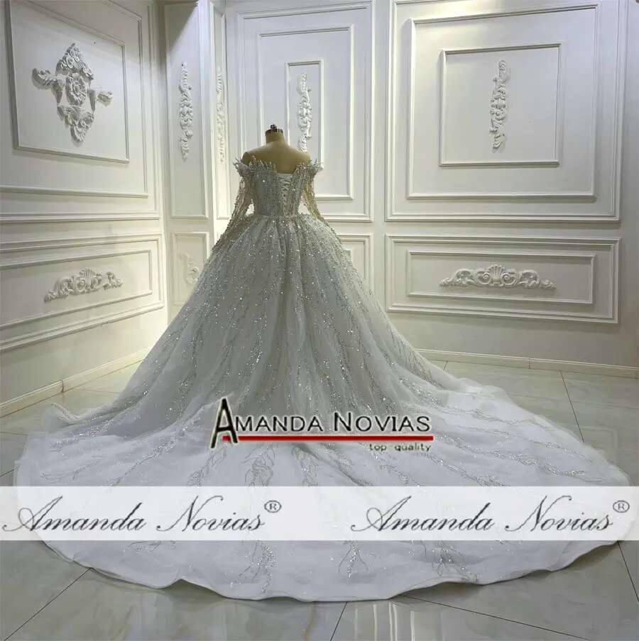 Full Lace Wedding Dress Shoulder Long Sleeves V Neckline Mermaid 2 in 1