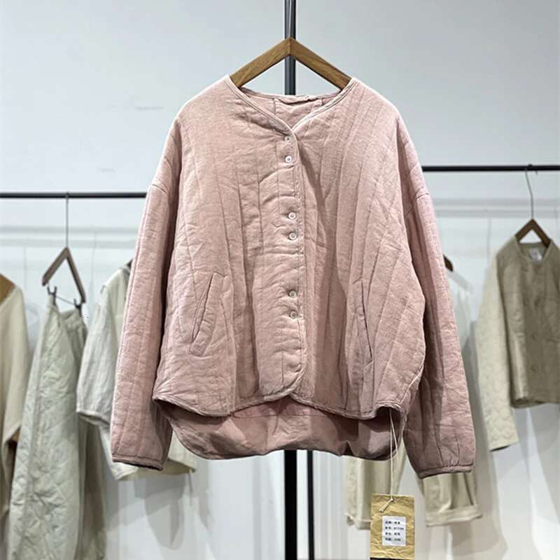 Retro Quilted Jacket Women's Loose Cotton en Clothing 2024 Spring Autumn And Winter Casual Coat