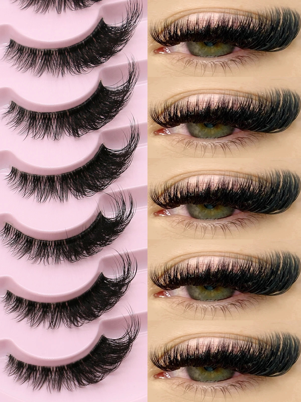 GROINNEYA Cat Eye Lashes Natural long Clear Band Lashes Winged End Eye Elongated Eyelashes Faux Mink Eyelashes Makeup 250118