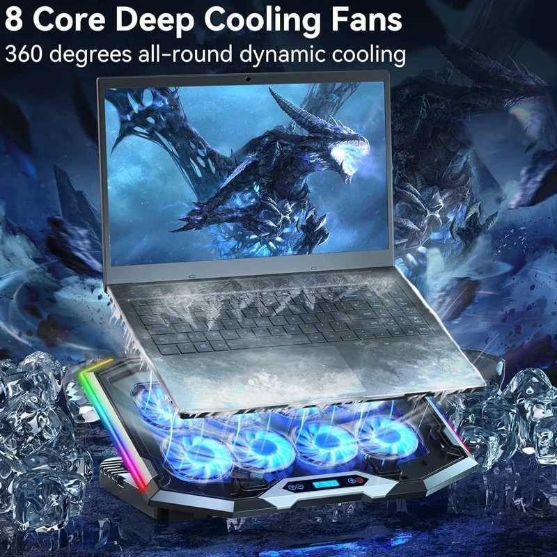 Universal Laptop Cooler Adjust Stand port with RGB Laptop Cooling Pad Fan for MacBook ASUS15-17.3 Inch LaptopsXJ250214