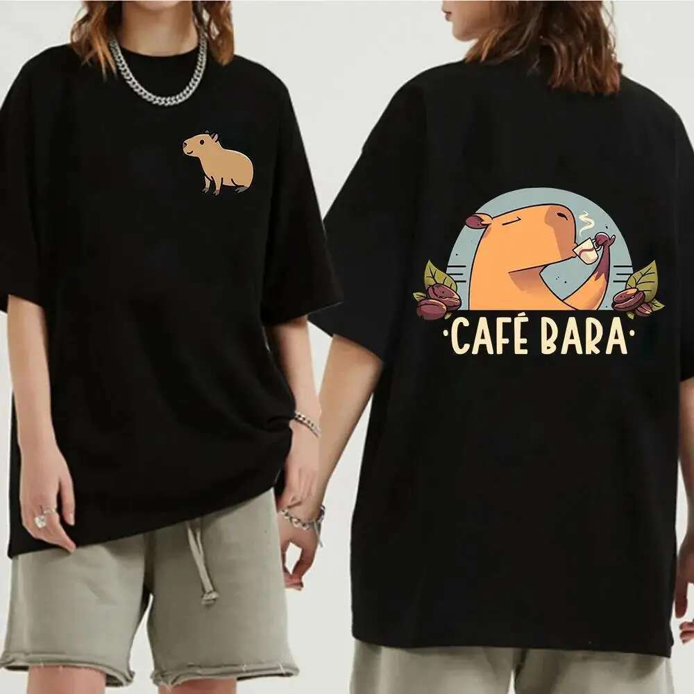 Funny Animals Capybara Cartoon Print T Shirt Womenmen Cotton Plus Size Tops T-Shirt Y2k Unisex Fashion Haruku Tees