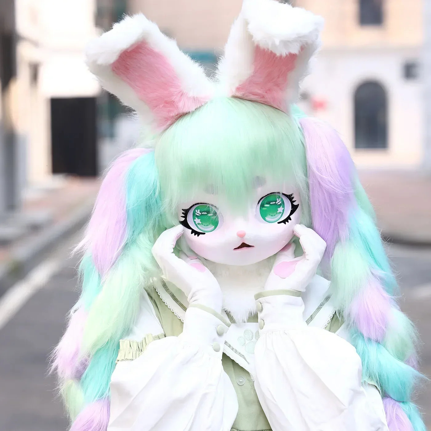 Kig Fursuit Kigurumi Headset Furry Cosplay Costume Animal Ear Rabbit Furry Mask Head Base Paw Comiket Cosplay perform Costume 250213