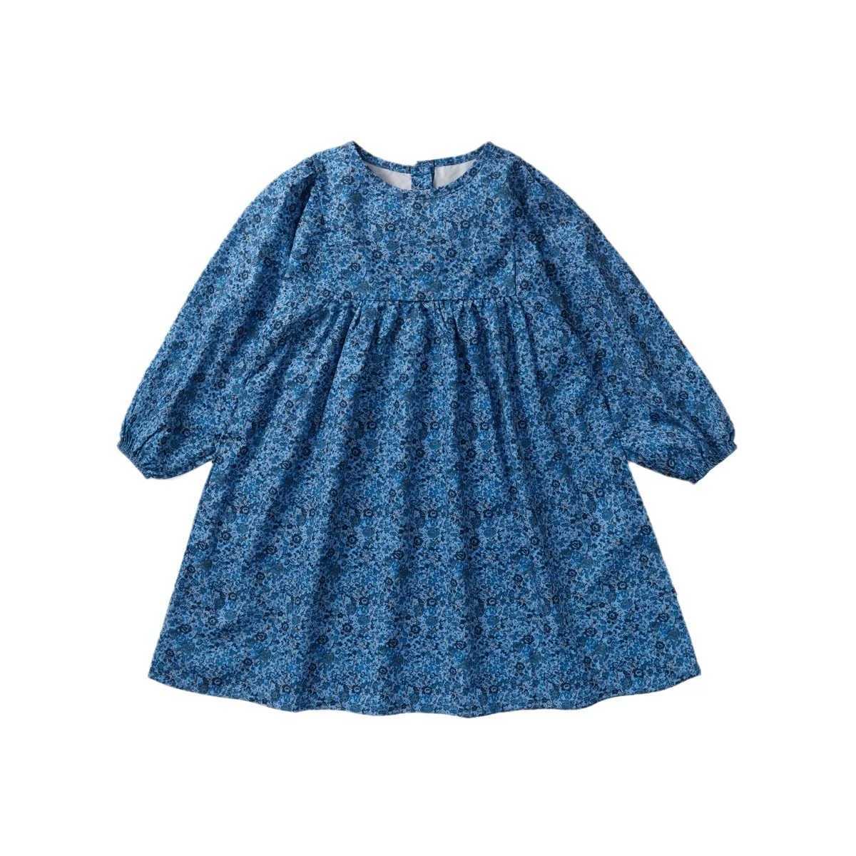 2025 Spring Autumn Children Girls Dress Flower All Printed Bubble Sleeves Kid Girls Frock Soft Round Collar Toddler Girls Dress Z250214