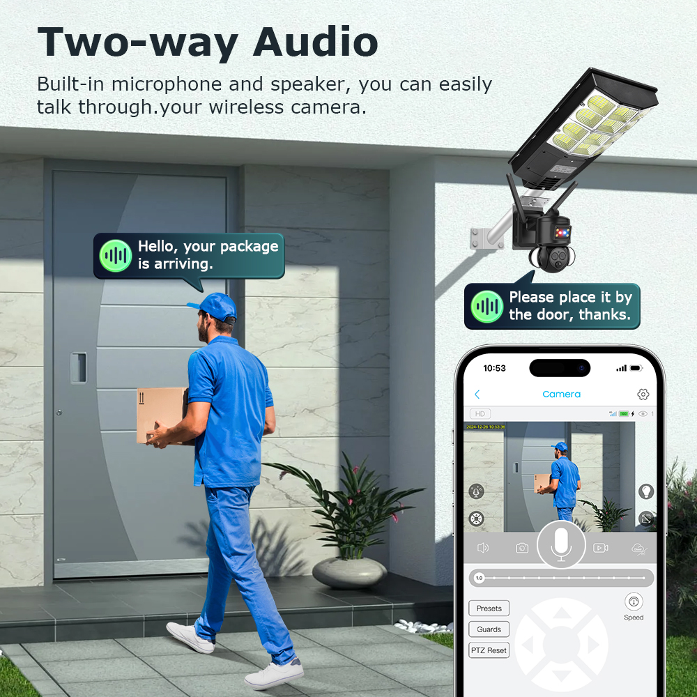 3K 6MP Solar Battery Street Light Camera 4G SIM Outdoor 360° WIFI Solar Security Camera PIR Monitor Night Vision CCTV