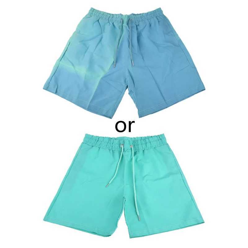 Mens Summer Beach Shorts Temperature Sensitive Color Changing Swim Trunks Drawstring Quick Dry Water Sports Pants S-3XL W250214