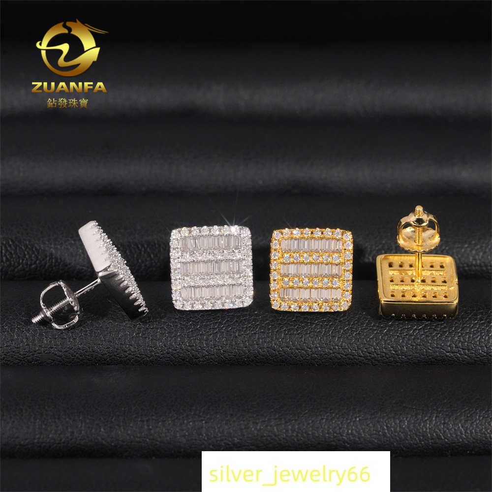 Hot selling new 925 sterling silver set with D-color VVS round Mozambique earrings mens and womens classic earrings