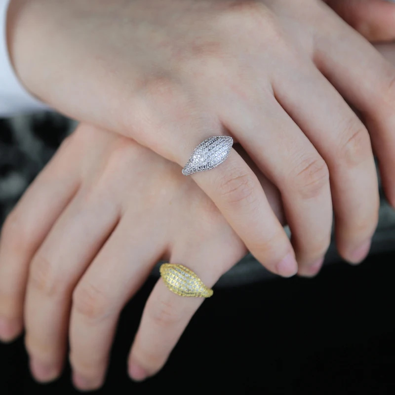 Micro Pave 5A CZ Sparking Fashion Women Jewelry Open Size #5 Square Little Finger Ring 250214