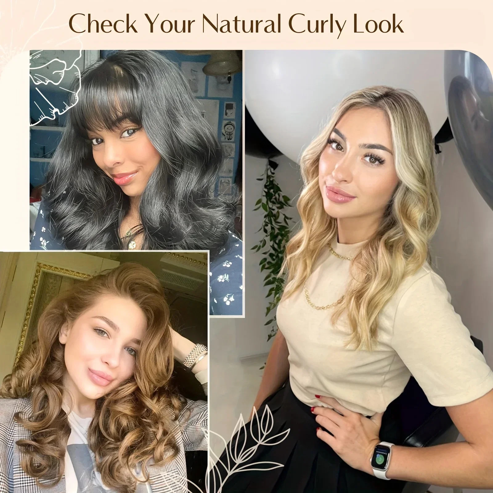 4pcs Heatless Hair Curler Set-No Heat DIY Styling Kit with Flexi Rods Satin Silk Bonnet - Perfect Gift for All Hair Types 250214