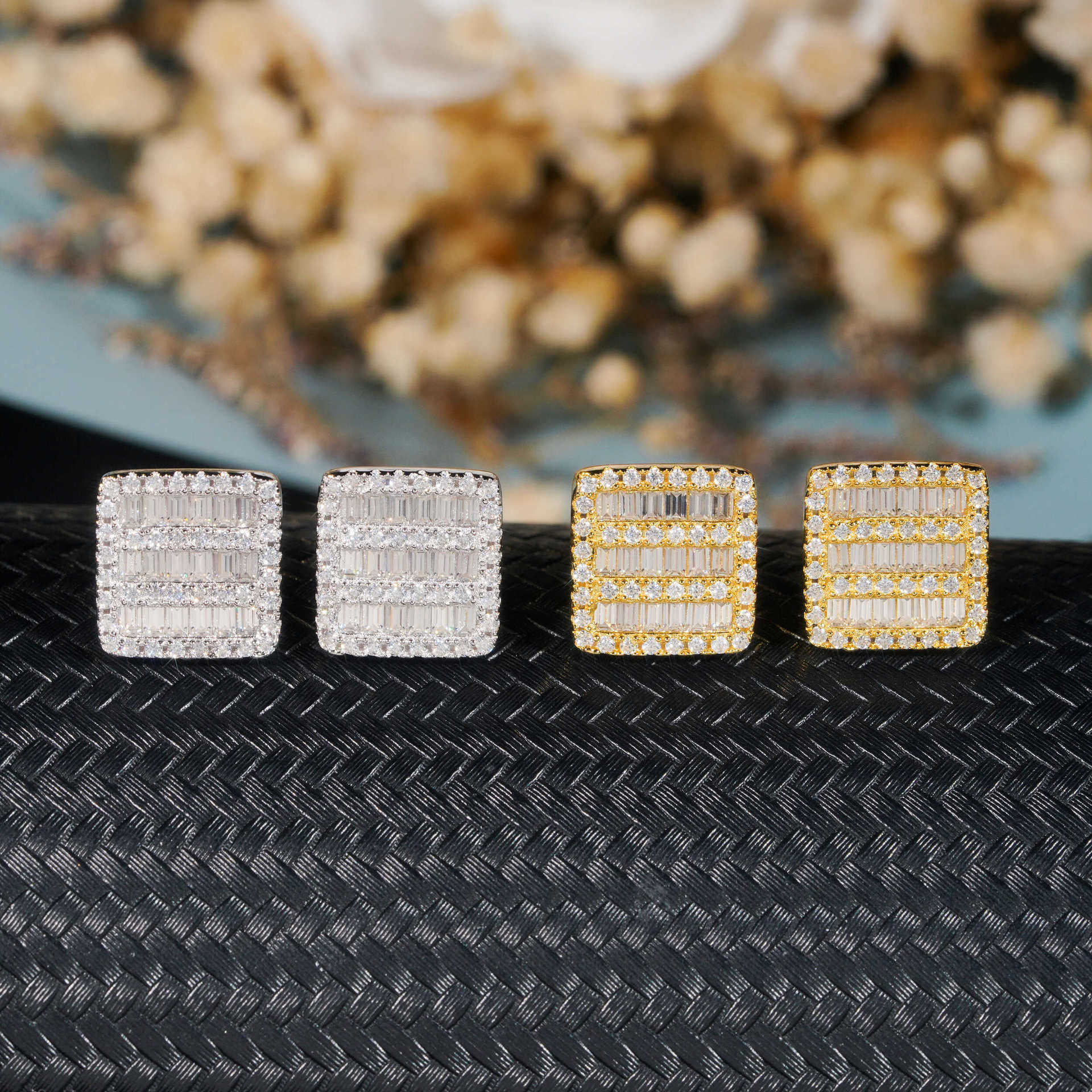 Hot selling new 925 sterling silver set with D-color VVS round Mozambique earrings mens and womens classic earrings