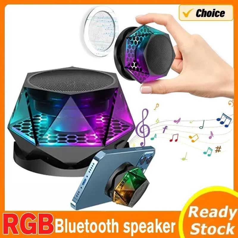 Diamond Wireless Speaker Small Speaker RGB Color Light for iPhone Android TWS Pairing Portable Magnetic Phone Stand Z250214