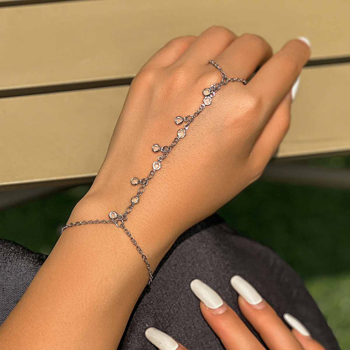 Woman Jewelry Ethnic Feng Shui Dia Finger Beach Chain Imitation Pearl Metal fashion Bracelet