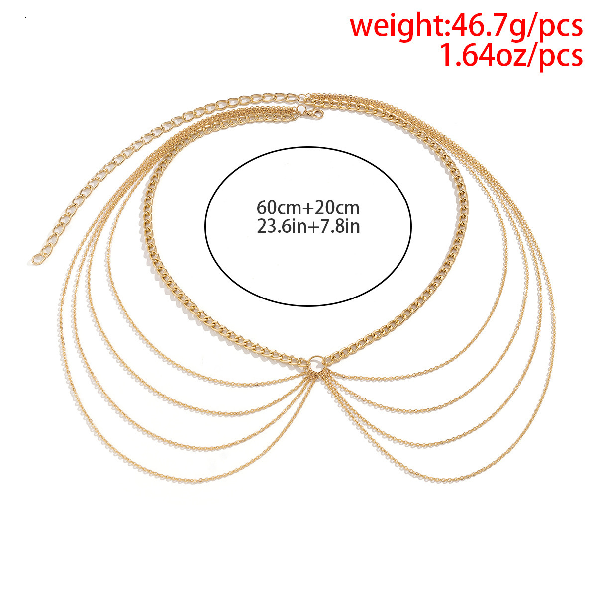 Fashionable and versatile accessories, simple multi-layer metal body chain, exaggerated tassel street photo, Woman personalized chain waist